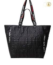 TASCHE Arty Robots mit Print I-want-more. Farbe: schwarz.